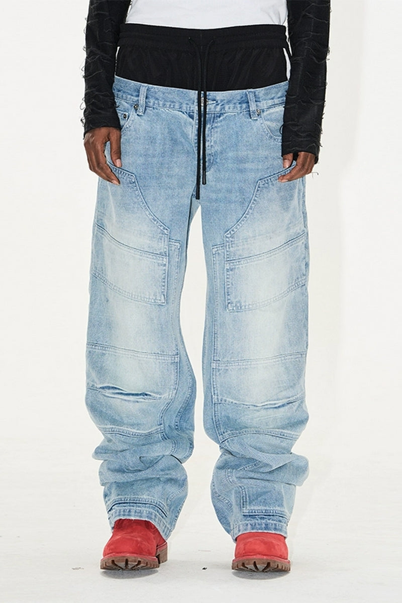 Double Waist Distorted Lumber Jeans