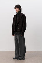 Side Pleated Wide Leg Trousers