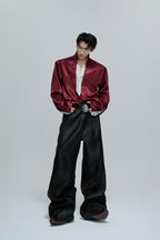 Lace V-Neck Layered Satin Blouse