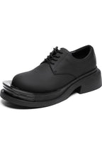 Black Leather Chunky Derby Shoes