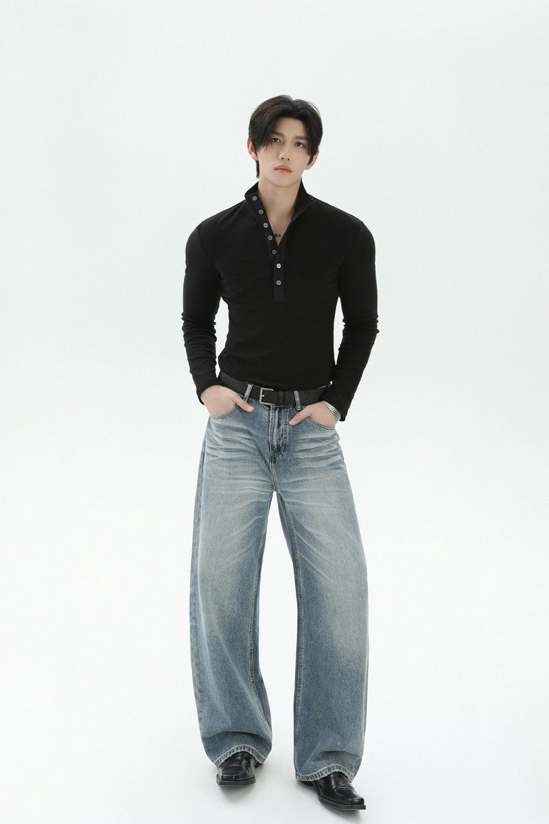 Thermal Fitted Henley Long Sleeve Tee