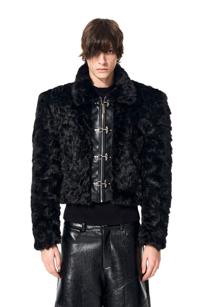 Faux Fur Metal Buckle Jacket