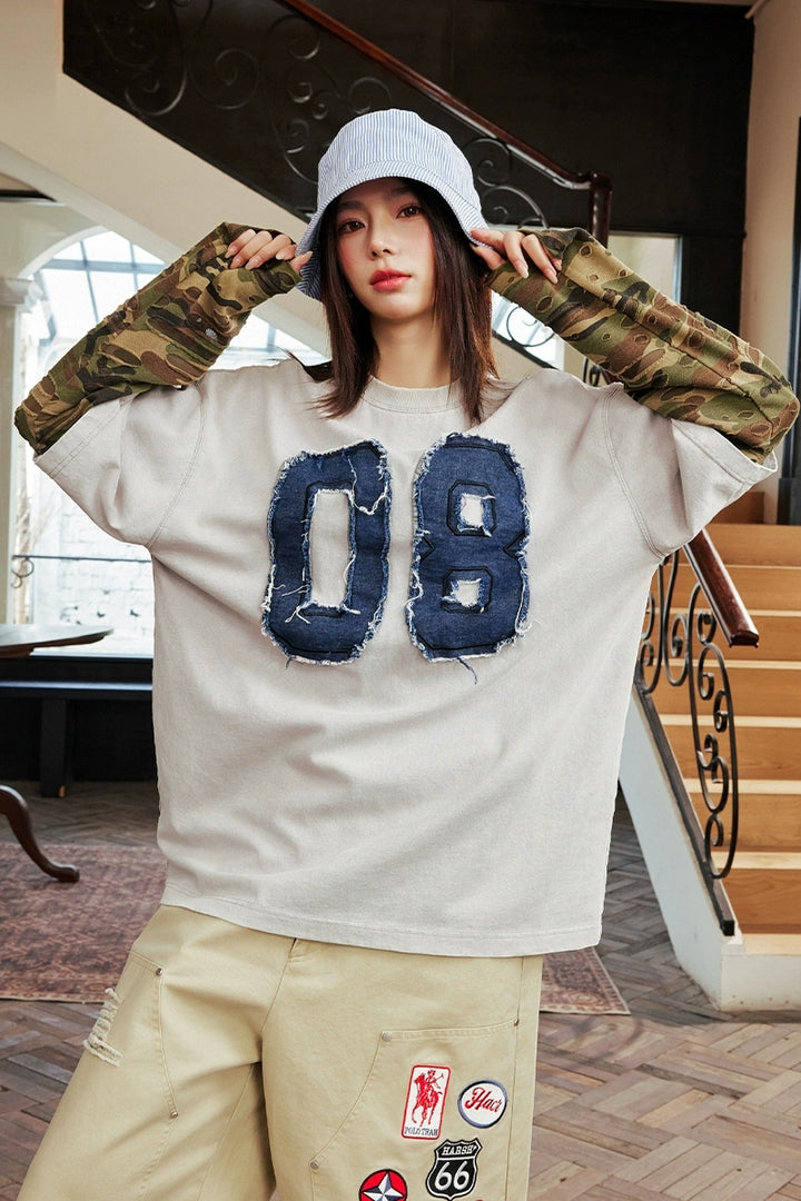 Distressed Camo Patchwork L/S Tee