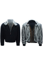 Washed Canvas Faux Wolf Fur Puffer