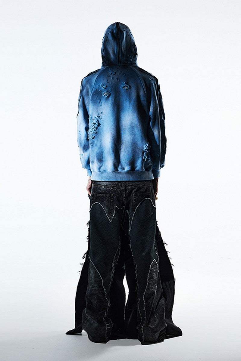 Washed Skull Distressed Hoodie