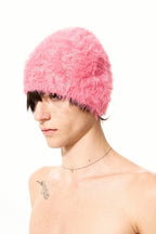 Embroidered Faux Mink Knit Beanie