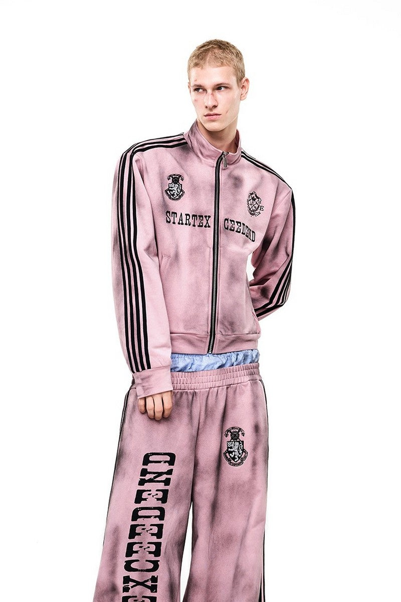 Distressed Striped Double Waist Trackpants