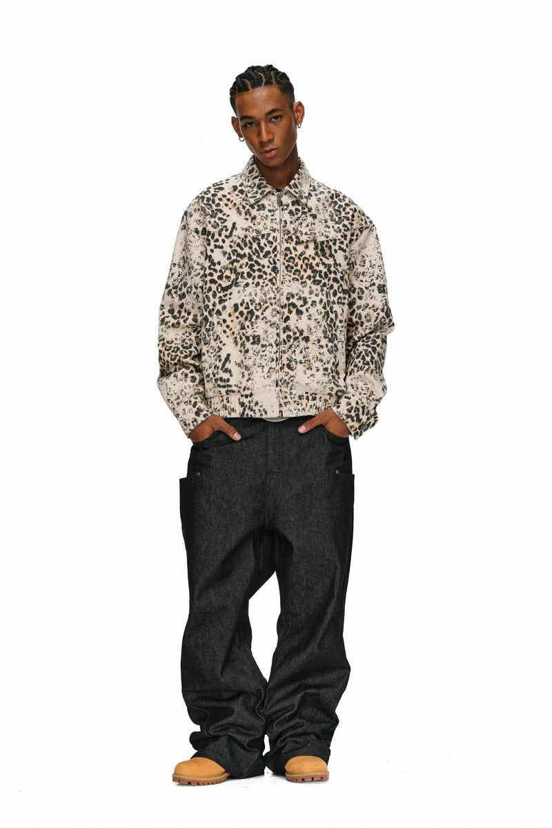 Distressed Leopard Coach Jacket