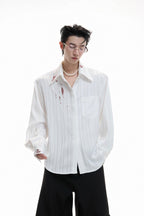 Striped Satin Lipstick Print Shirt