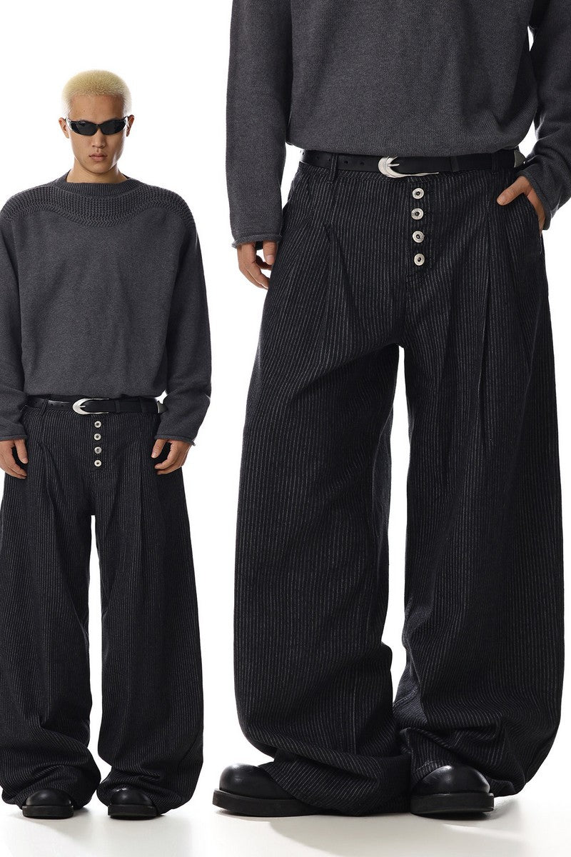 Striped Double Pleated Pants