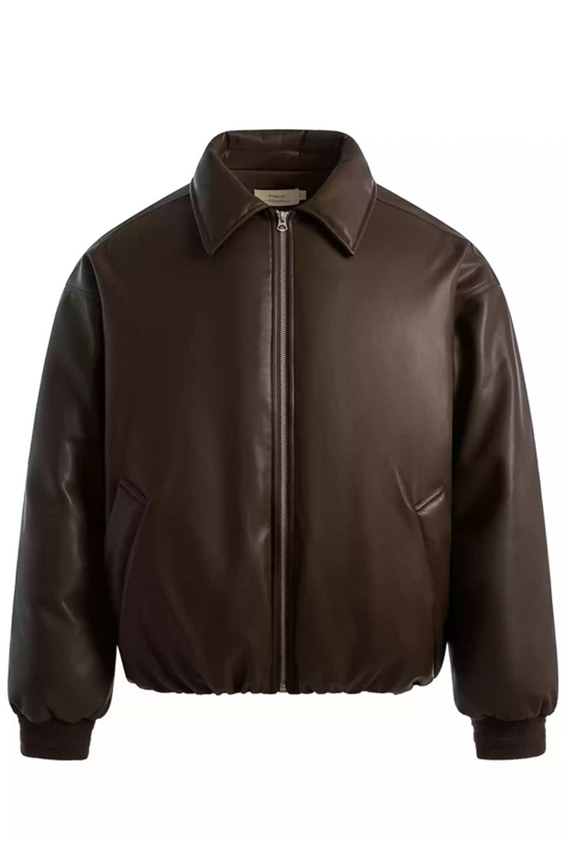 Vintage Short Padded Leather Jacket