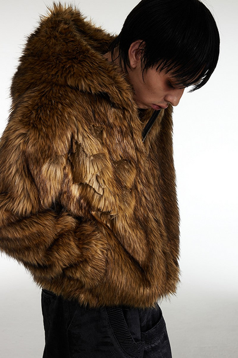 Star Patch Fur Jacket