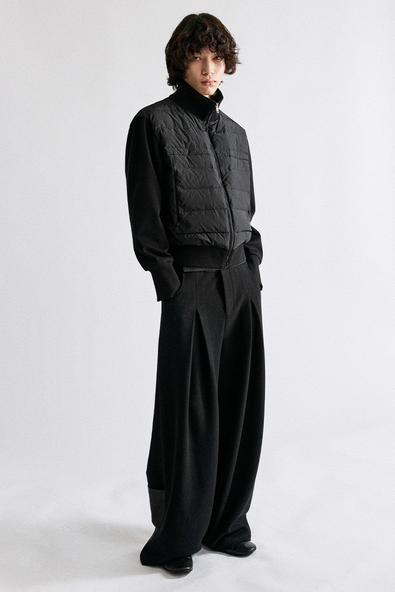 Leather Waist Wool Trousers