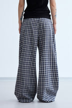Pleated Plaid Wide Pants