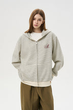 Fleece Stripe Zip Hoodie