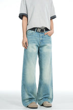 Washed Blue Straight Jeans