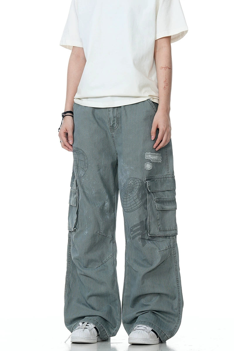 Distressed Multi-Pocket Cargo Pants