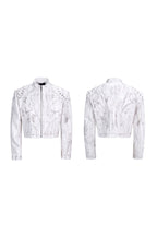 Cropped Stand Collar Leather Jacket