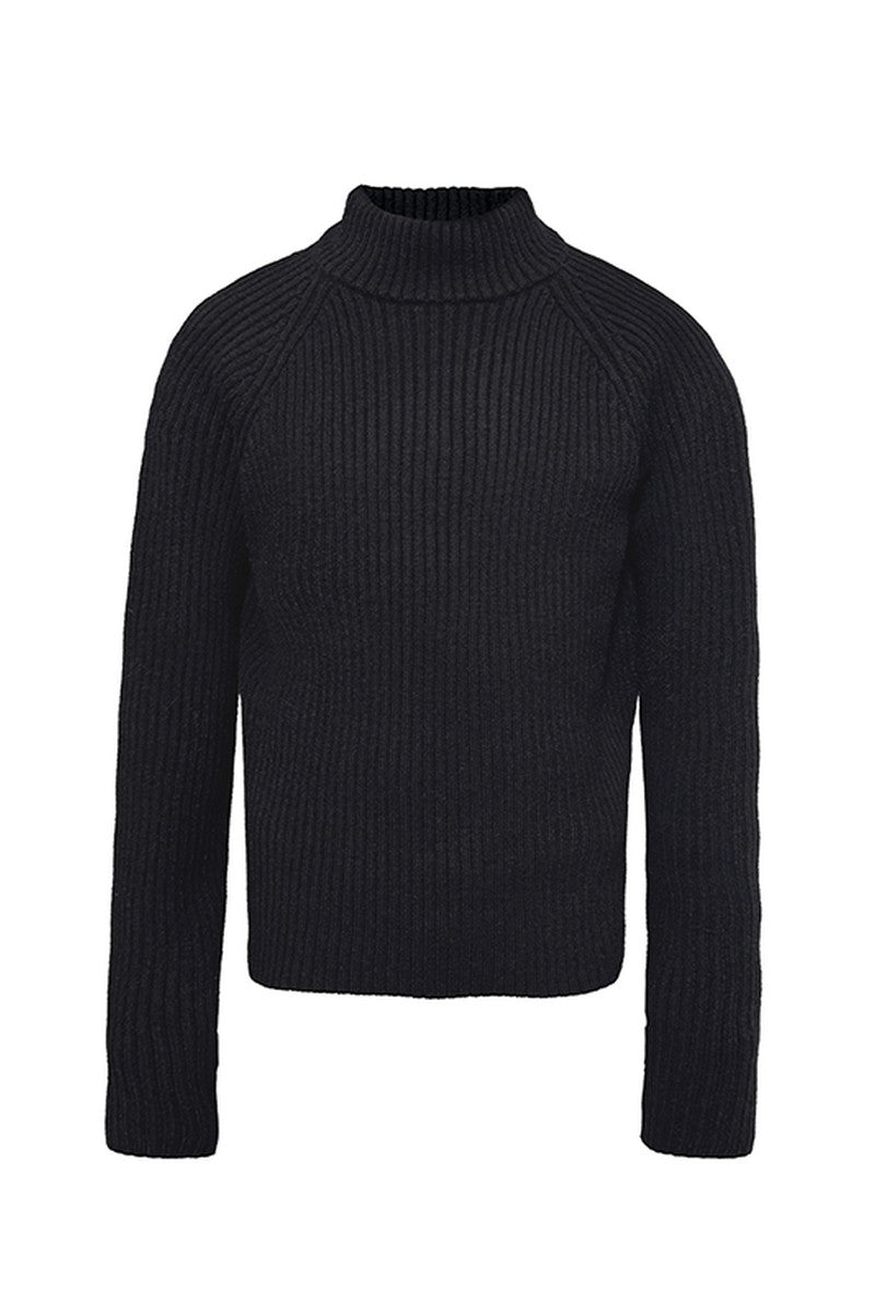 Ribbed Raglan Knit Sweater