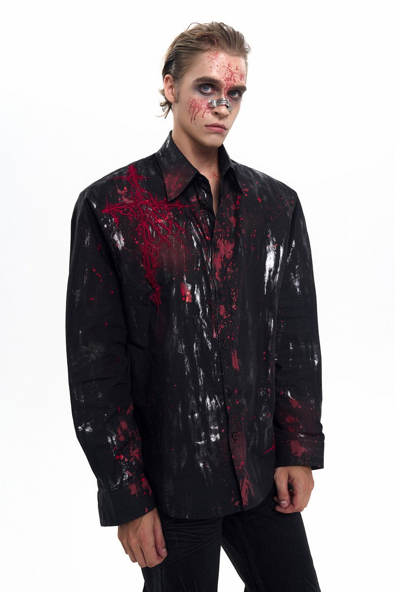 Gothic Blood Stain Silver Shirt