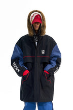 Colorblock Embroidered Long Parka