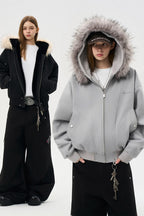 Paneled Fur Collar Jacket