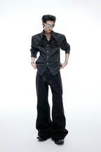 Striped Sequin Embroidered Linen Shirt