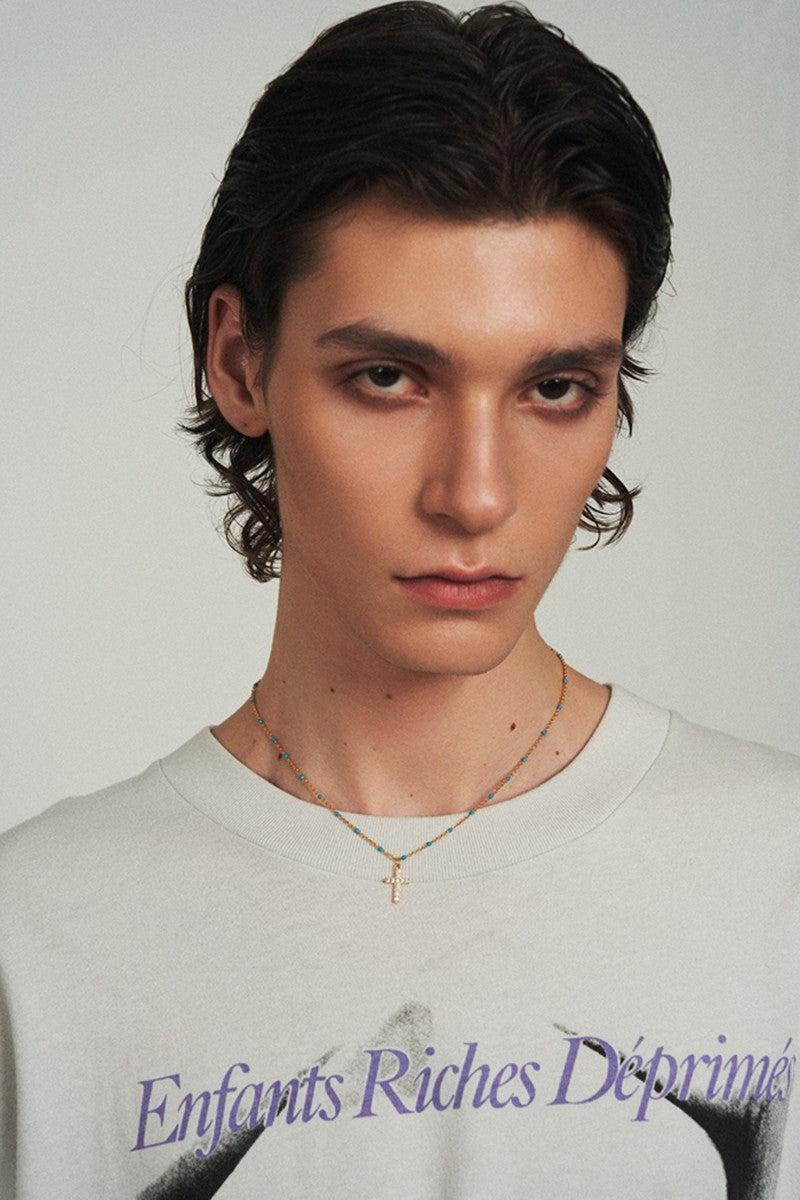 Silver Cross Drip Pendant Necklace