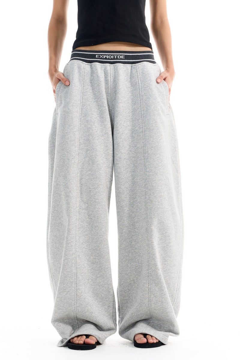 Ribbed Colorblock Wide Track Pants