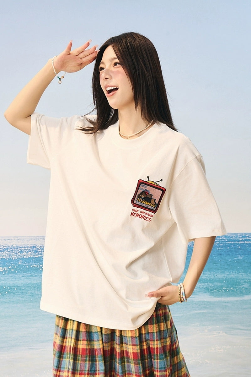 Velcro Dog Embroidery T-Shirt