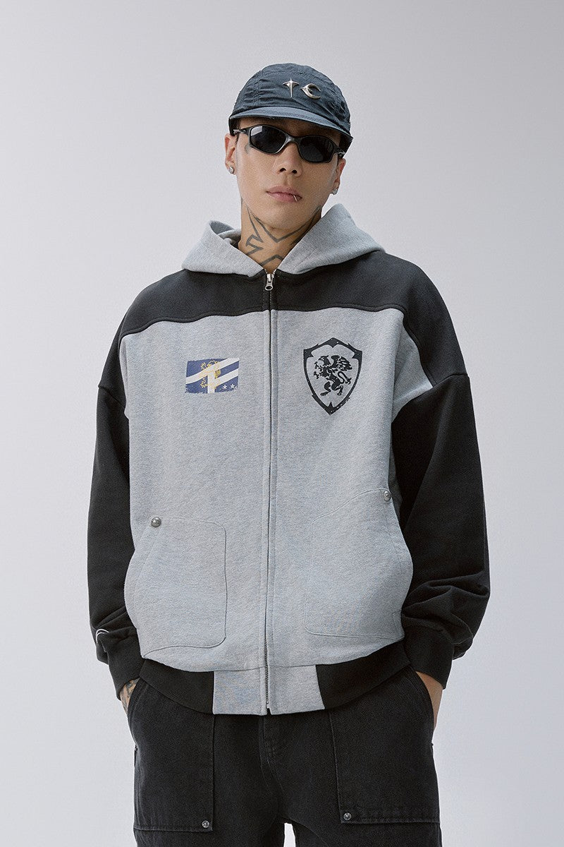 Colorblock Zip Up Hoodie