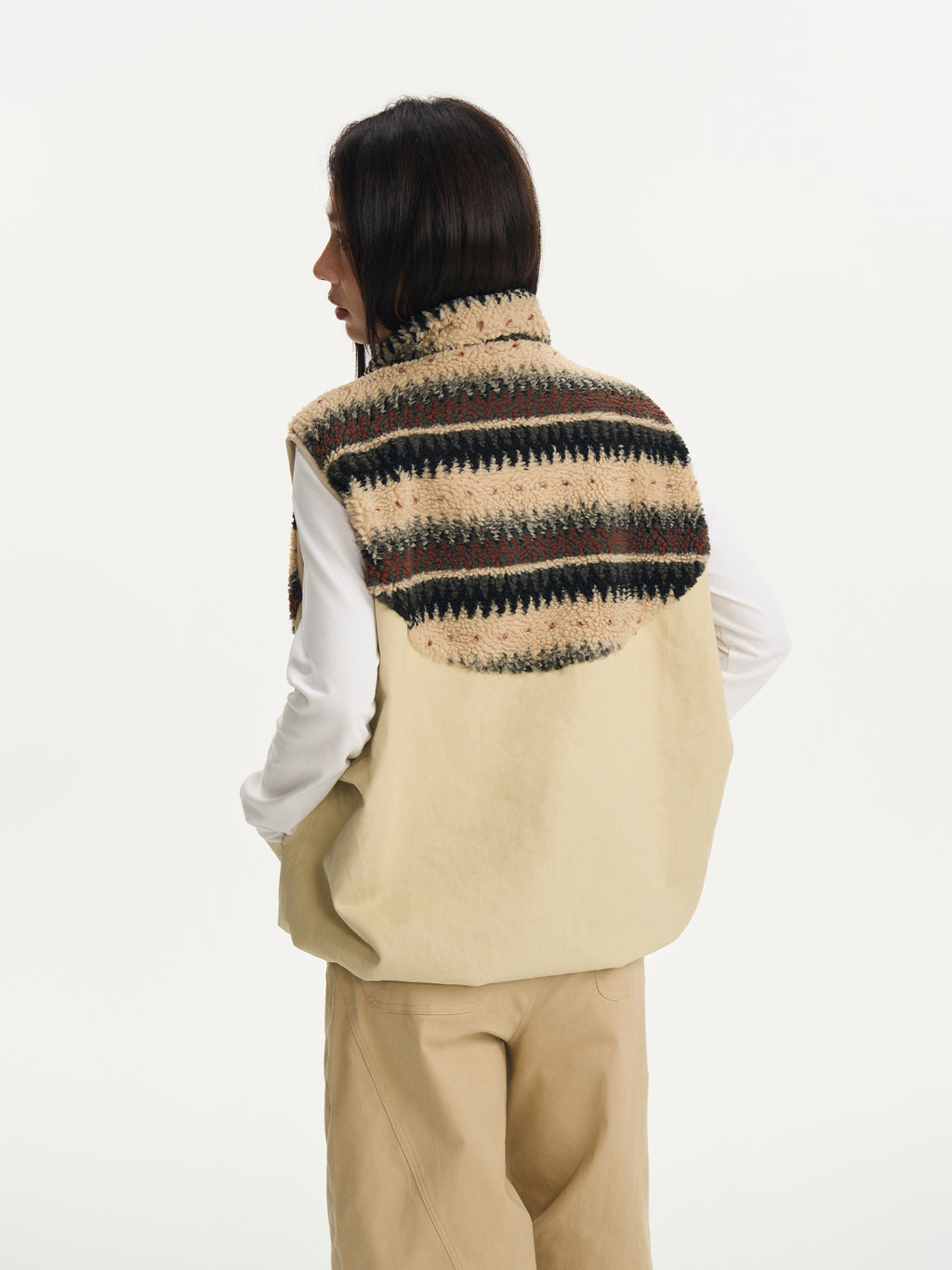 Pattern Fleece Beaded Vest