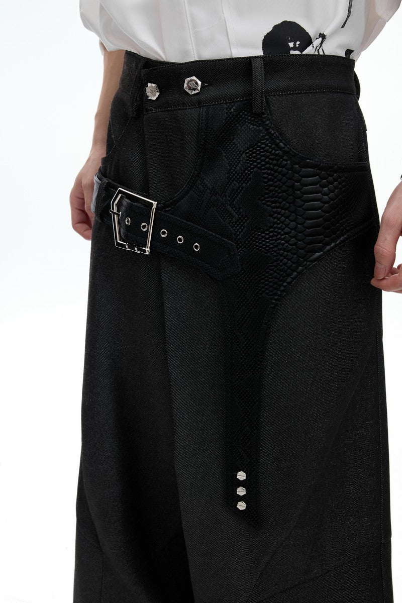 Croc Trim Straight Trousers