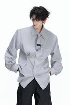 Striped Shoulder Pad Tie Shirt