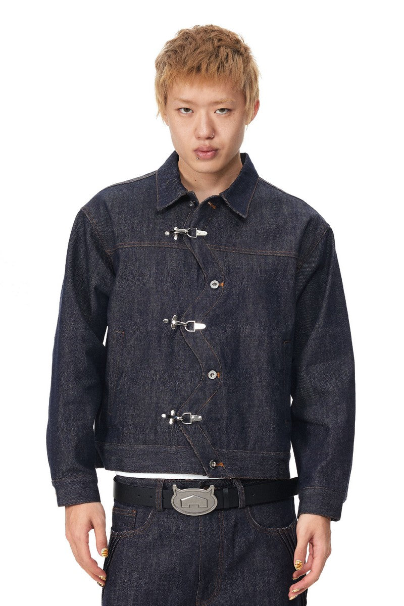 Twisted Seam Raw Denim Jacket