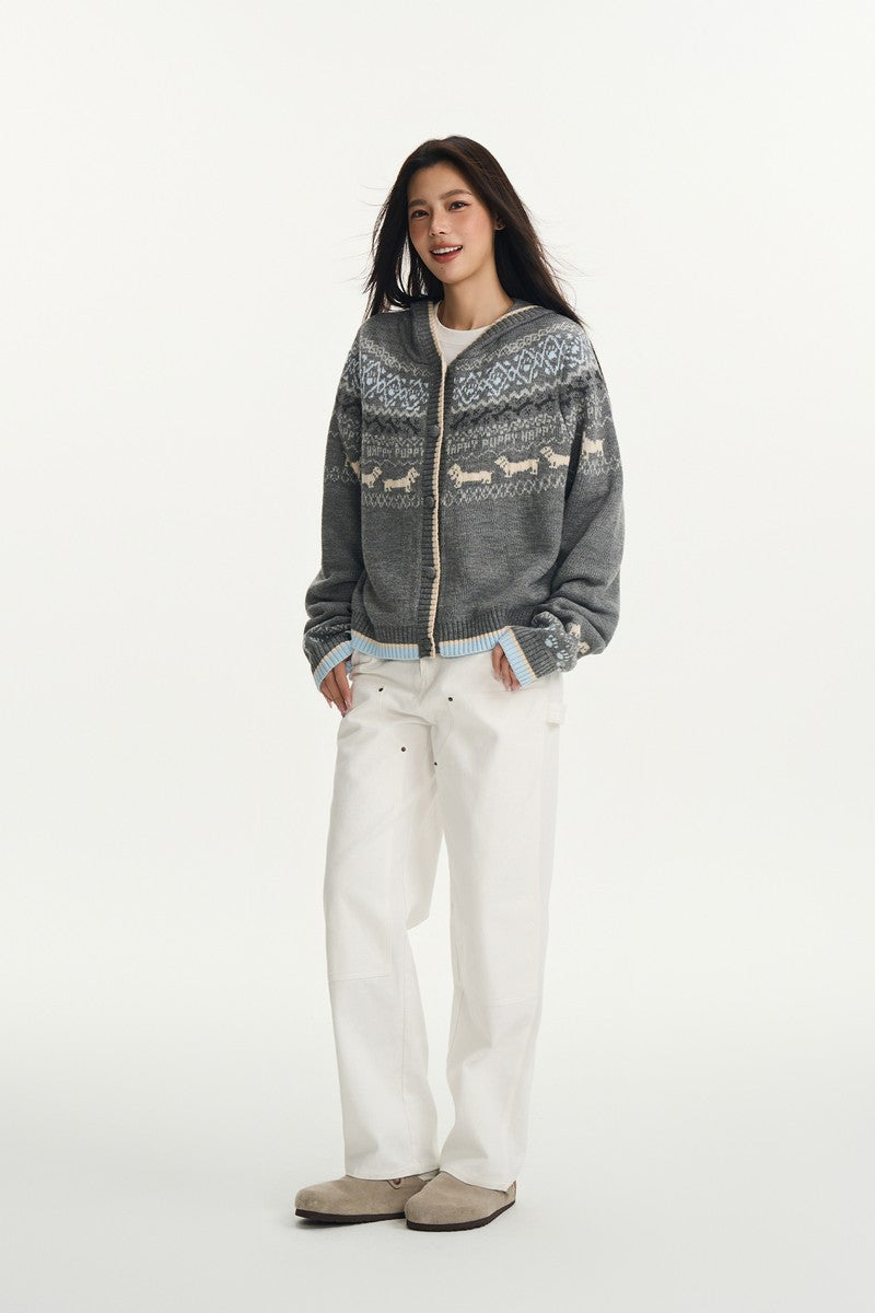 Fair Isle Knit Hoodie