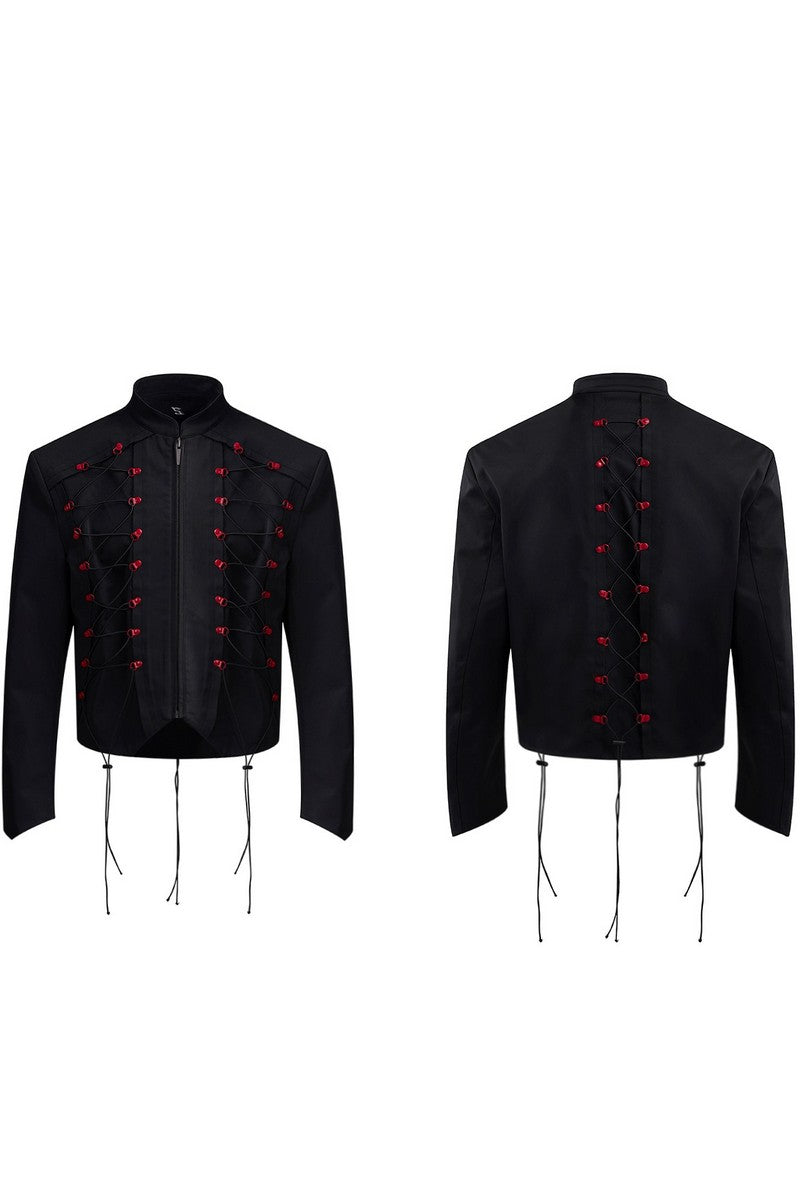 Drawstring Cropped Stand Collar Jacket