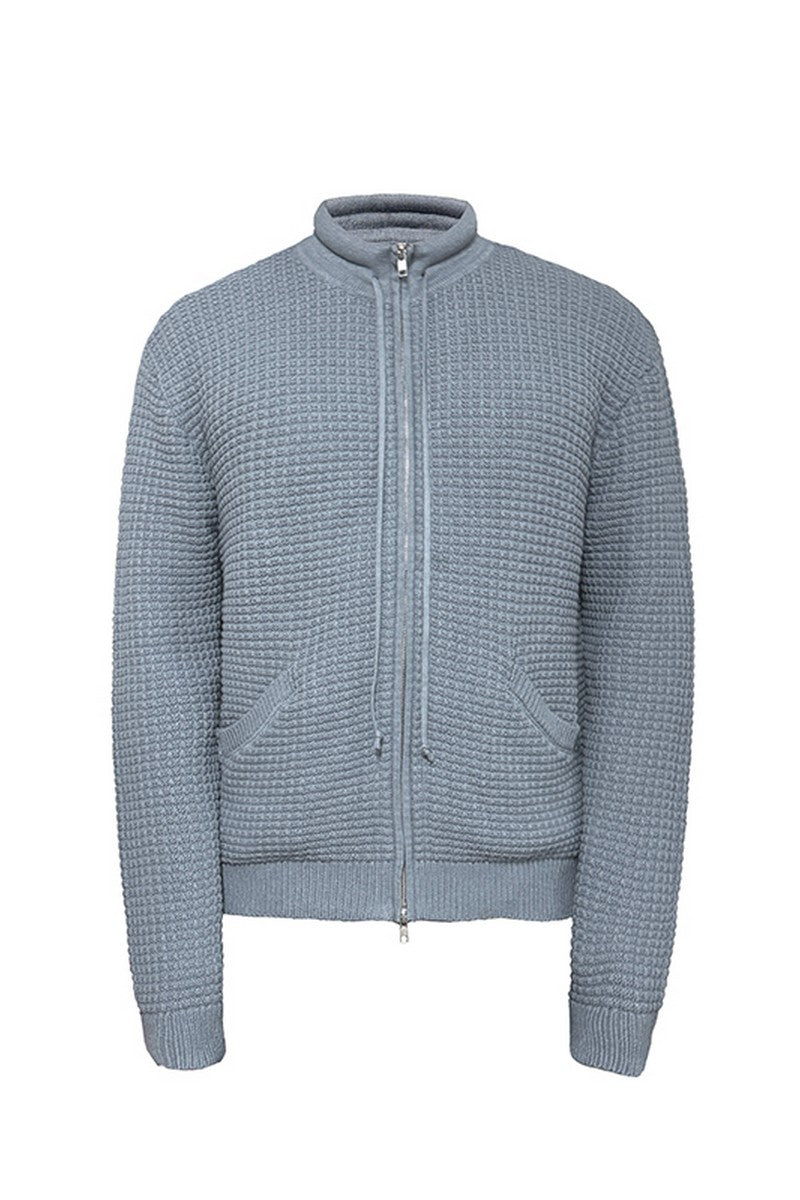 Waffle Knit Drawstring Cardigan