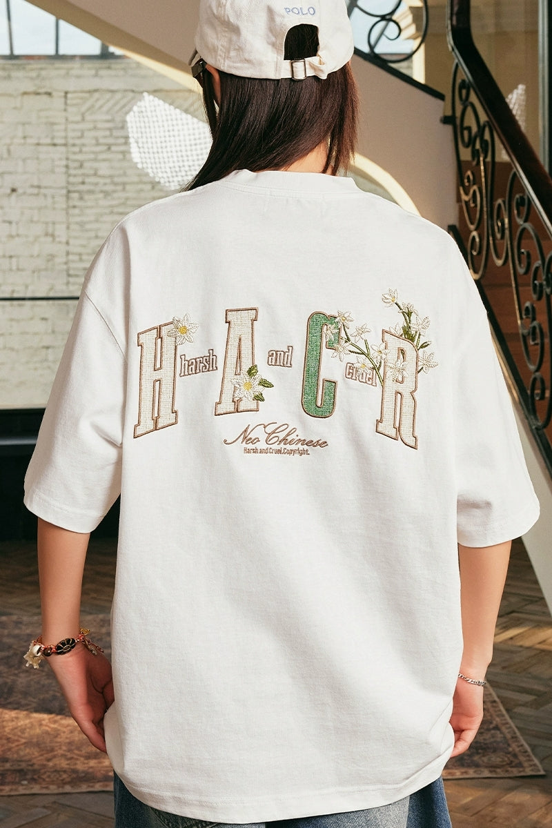 Floral Patchwork Embroidered Loose Tee