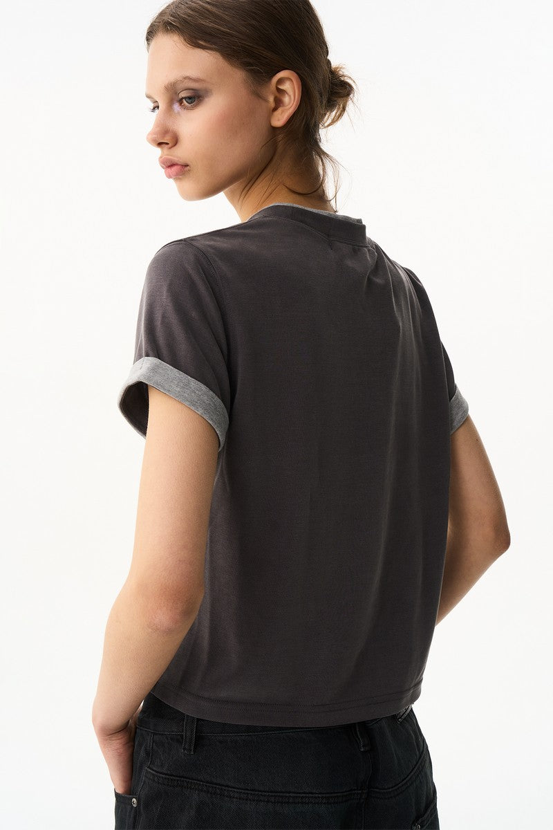 Layered Embroidered Slim Tee