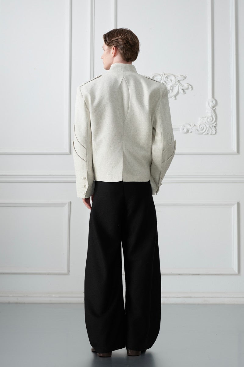 Deconstructed Mandarin Collar Blazer