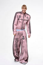 Distressed Striped Double Waist Trackpants