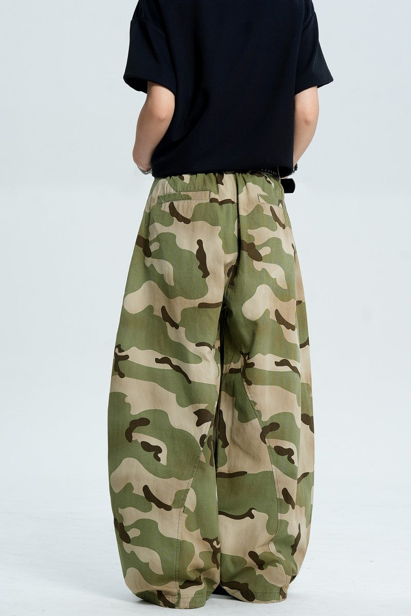 Camo Pleated Wide Leg Pants