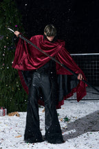 Velvet Horse Embroidery Hooded Cape