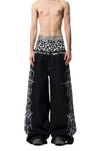 Leopard Patch Double Waist Jeans