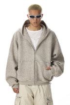 Striped Hooded Zip Sweatshirt