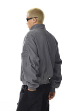 Gray Short Mock Neck Jacket