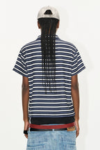 Striped Embroidered Minimalist Polo Shirt