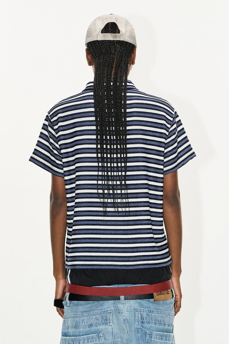 Striped Embroidered Minimalist Polo Shirt