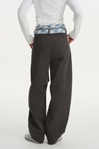 Double Waist Plaid Blade Pants